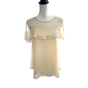 Pink Blush Maternity Top Small Cream  Short Sleeve
